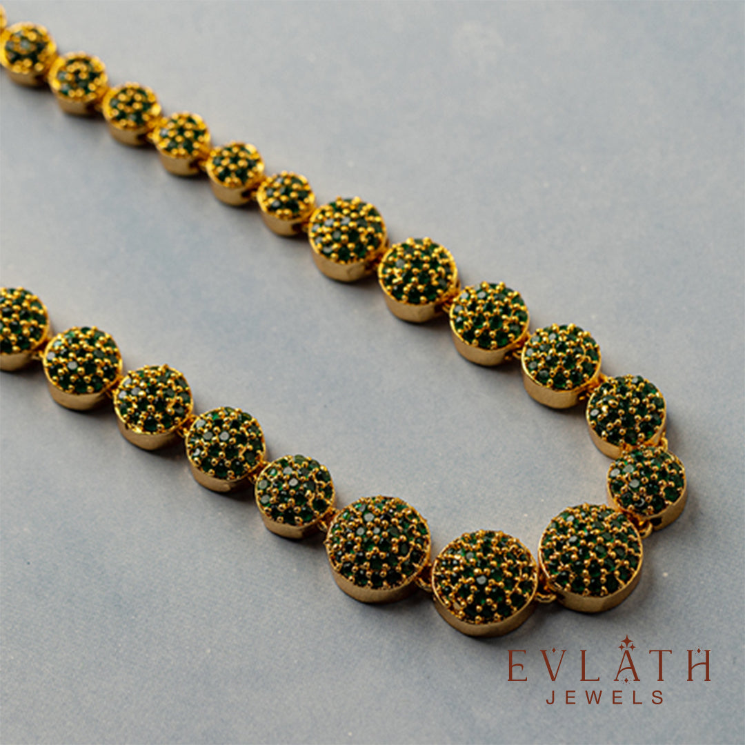 Premium quality gold plated Emerald stone beads studded Necklace -  Evlath Jewels