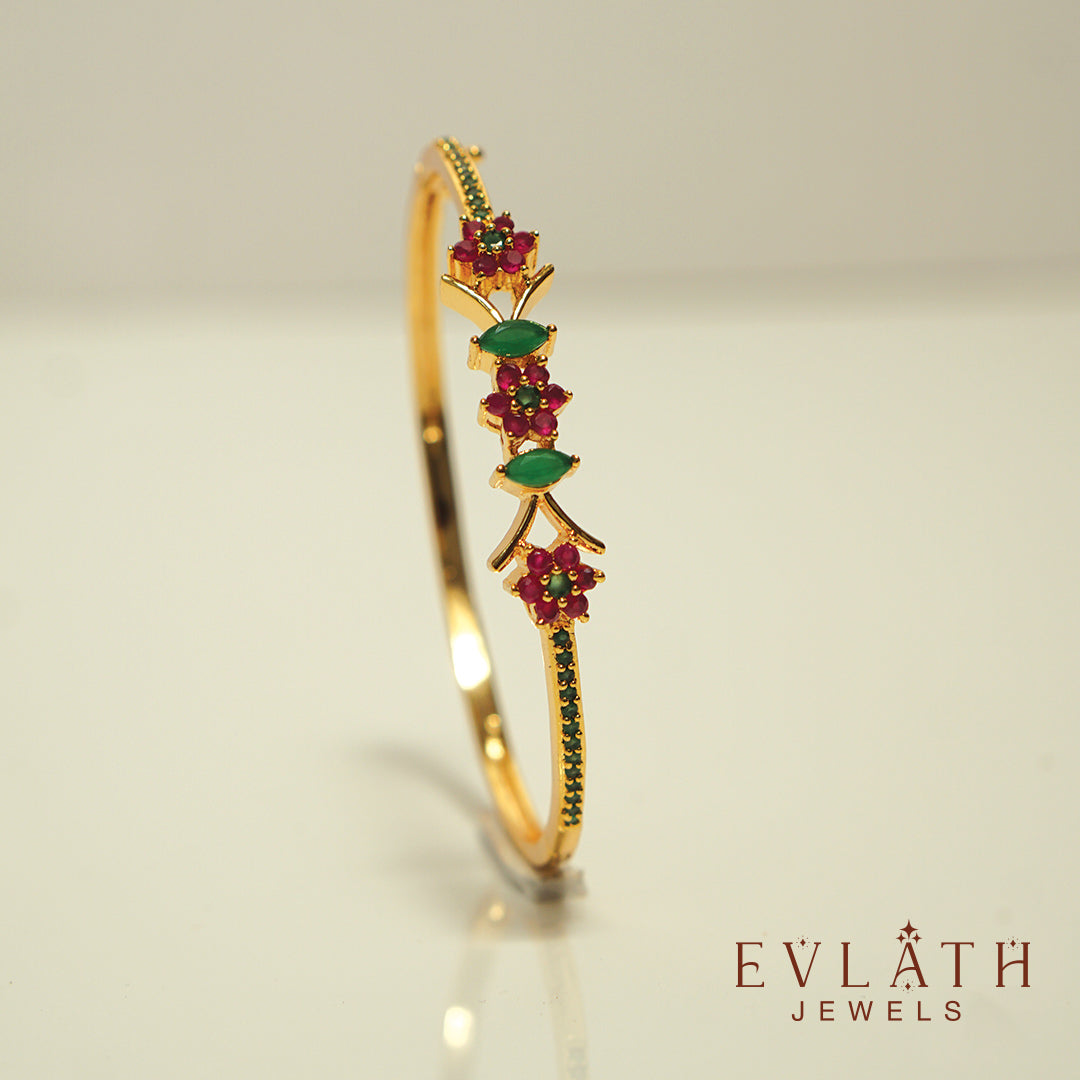 Premium Gold-Plated Adjustable Bangles with Multi-Color Stones – Evlath Jewels