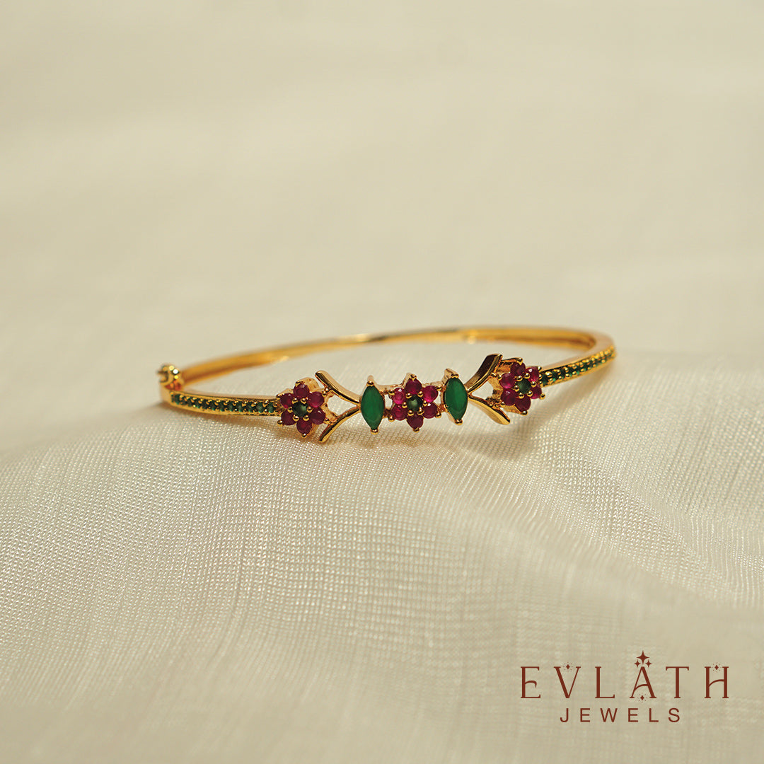 Premium Gold-Plated Adjustable Bangles with Multi-Color Stones – Evlath Jewels