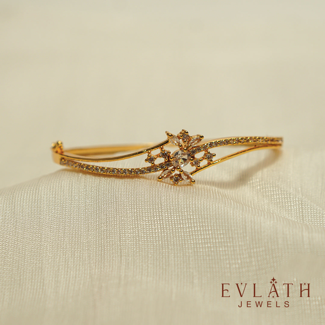 Premium Gold-Plated AD Stone Free Size Bangles – Evlath Jewels