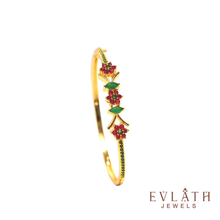 Premium Gold-Plated Adjustable Bangles with Multi-Color Stones – Evlath Jewels