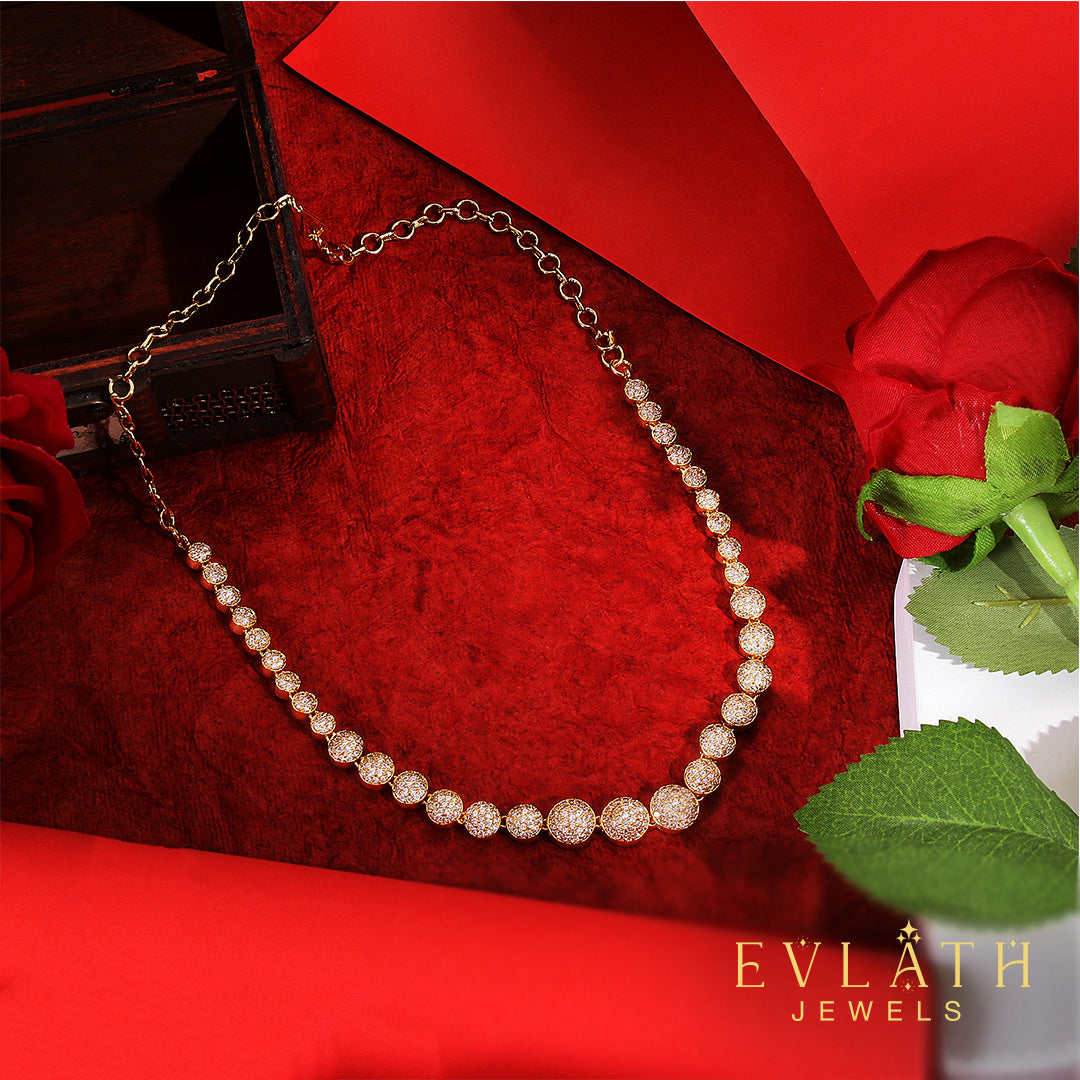 Premium Quality Gold-Plated American Diamond Beads Studded Necklace Set – Evlath Jewels.