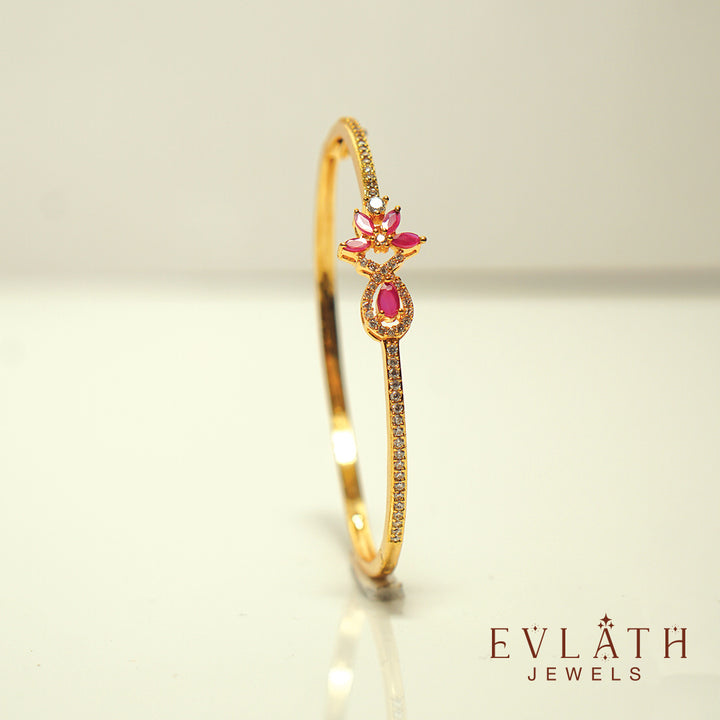 Premium Gold-Plated AD and Ruby Stone-Studded Opal Bangles – Evlath Jewels