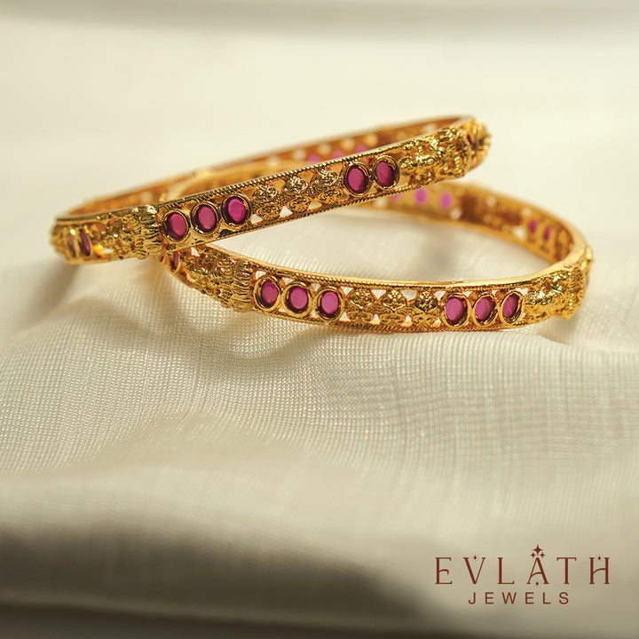 Premium Gold-Plated Lakshmi Bangles – Evlath Jewels