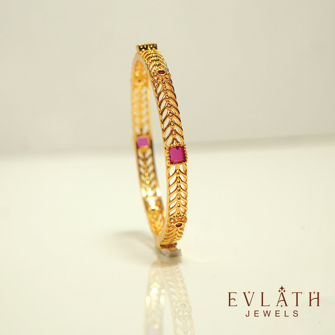 Premium-quality gold-plated square-shaped ruby stone bangles – Evlath Jewels