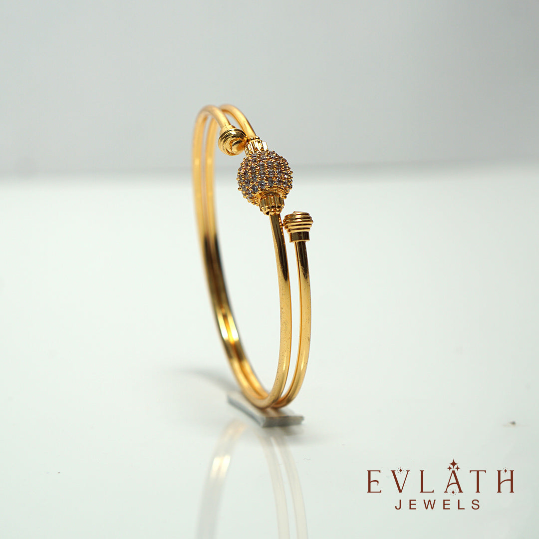 Premium-Quality Gold-Plated White Stone Bangles - Evlath Jewels