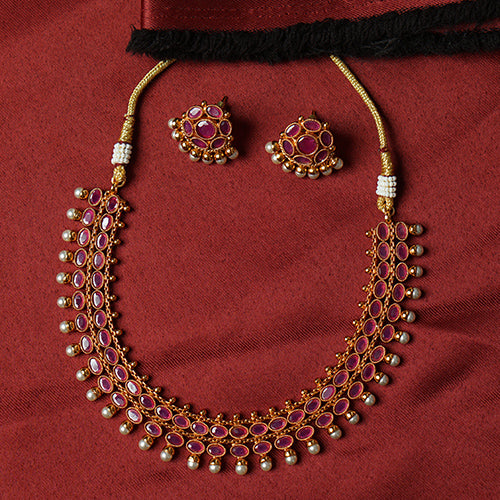 The Ruby & Pearl Chettinad Necklace Set – Evlath Jewellery