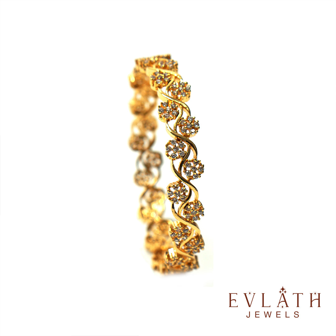 Premium Gold-Plated Floral AD Stone Bangles - Evlath Jewels