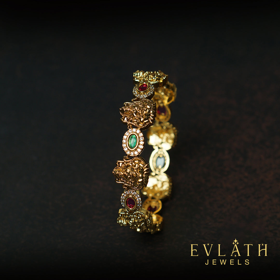 Premium-Quality Multi-Colored Antique Lakshmi Bangles – Evlath Jewels