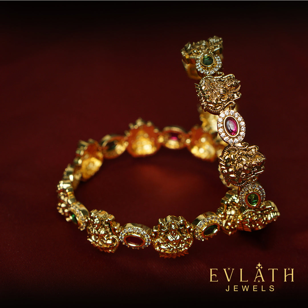 Premium-Quality Multi-Colored Antique Lakshmi Bangles – Evlath Jewels