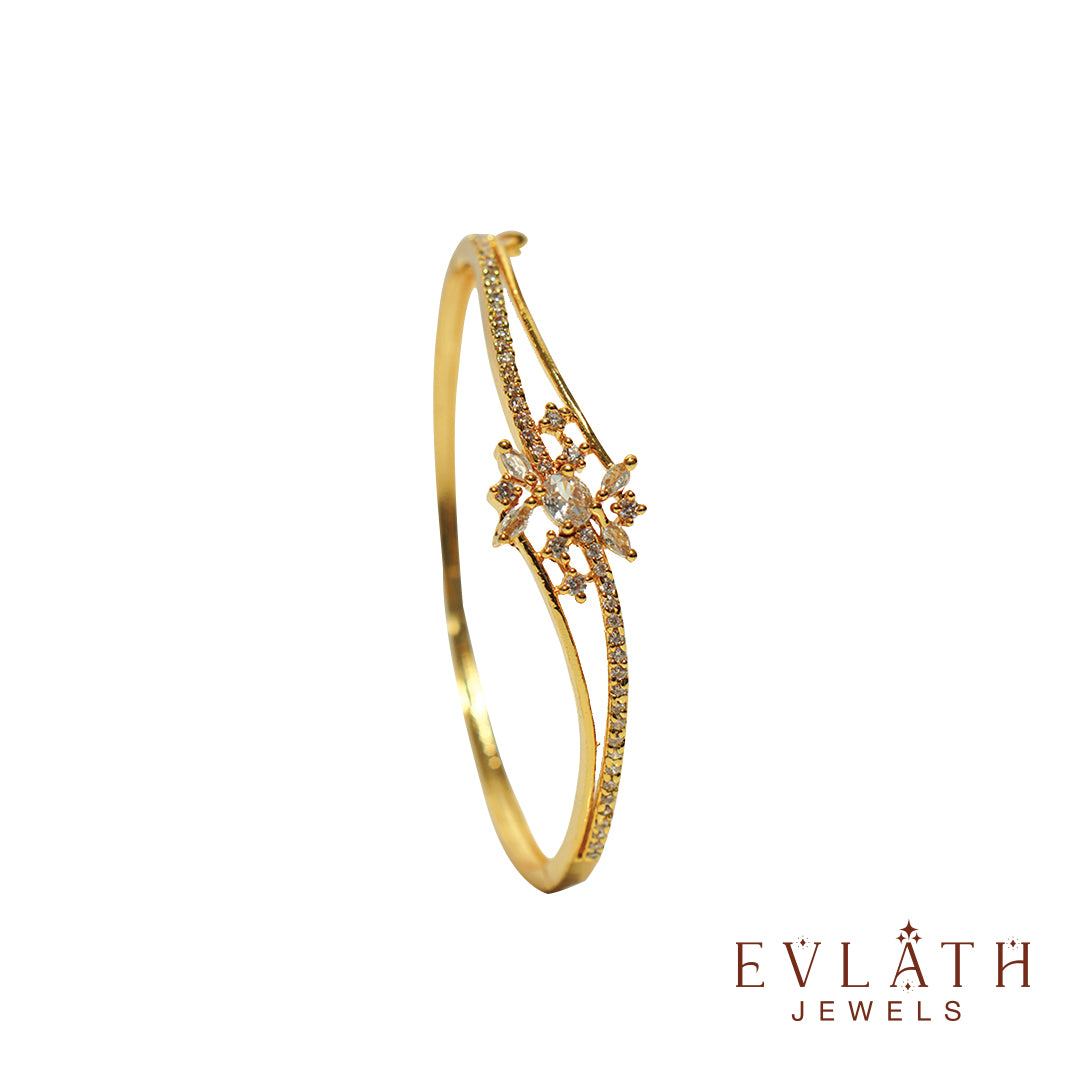 Premium Gold-Plated AD Stone Free Size Bangles – Evlath Jewels