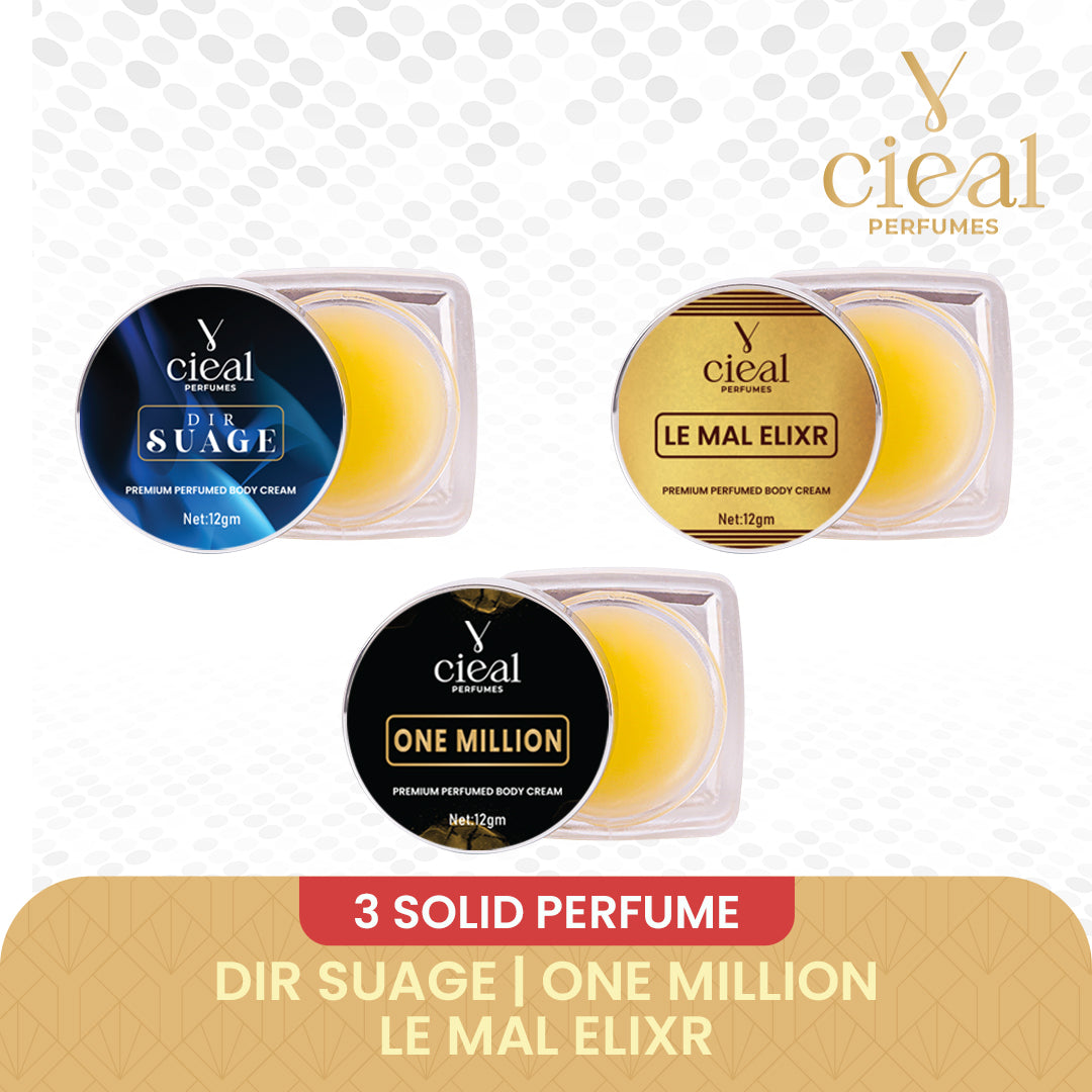 CIEAL Premium Solid Perfume Set of 3 – Inspired by DIR SUAGE, ONE MILLION,LE MAL ELIXR (MEN)