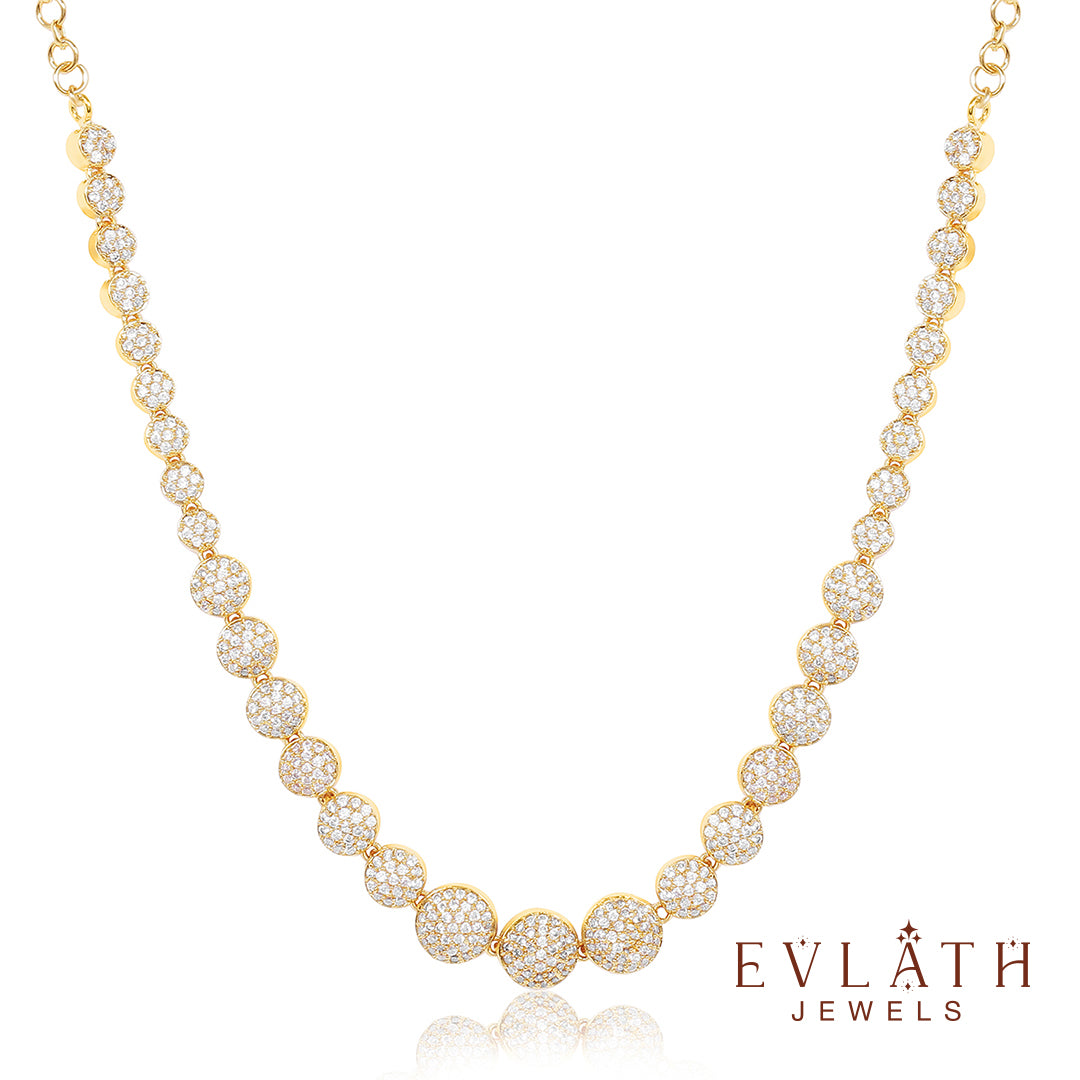 Premium Quality Gold-Plated American Diamond Beads Studded Necklace Set – Evlath Jewels.