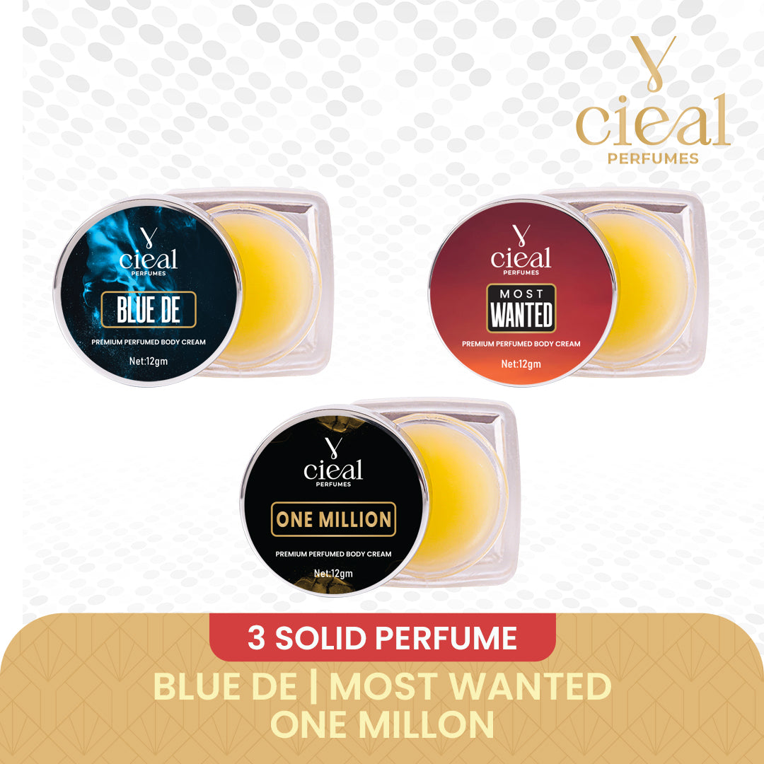 CIEAL Premium Solid Perfume Set of 3 – Inspired by BLEU DE, MOST WANTED,ONE MILLION (MEN)