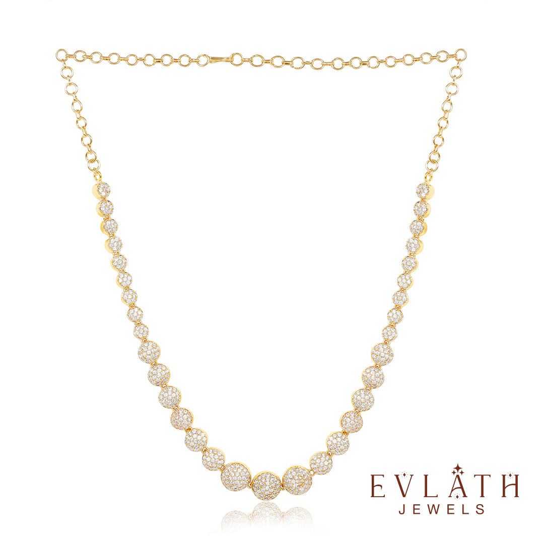 Premium Quality Gold-Plated American Diamond Beads Studded Necklace Set – Evlath Jewels.