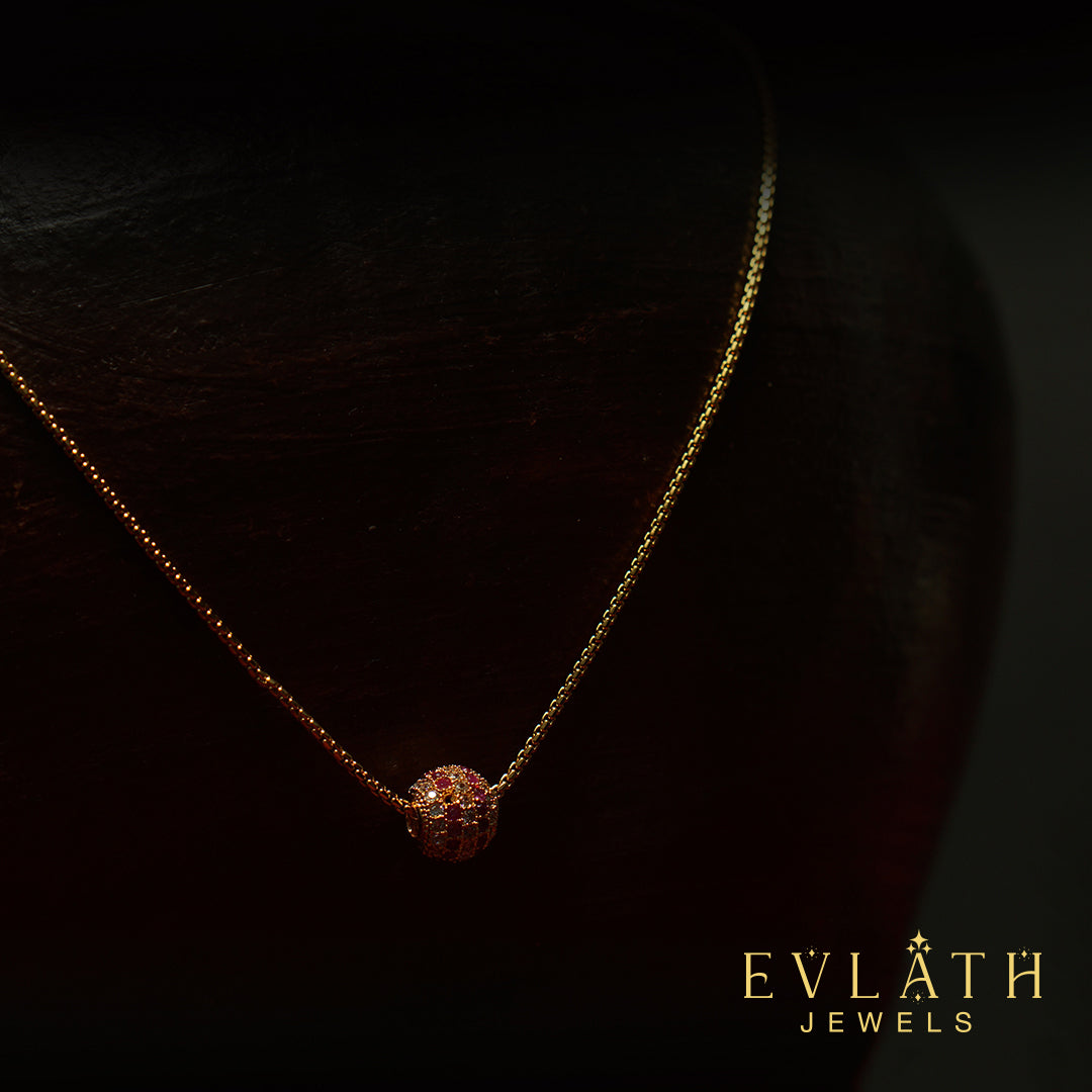 Elegant Gold-Plated Beaded Chain with Matching Locket – Evlath Jewels