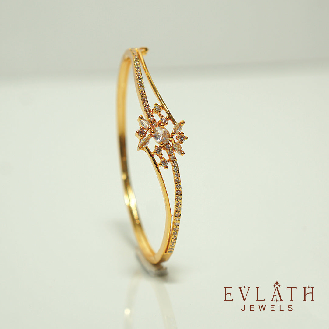 Premium Gold-Plated AD Stone Free Size Bangles – Evlath Jewels