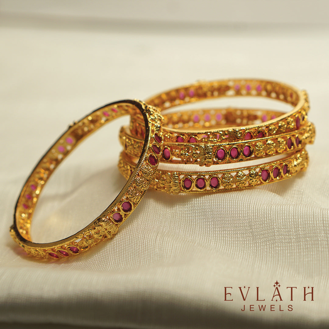 Premium Gold-Plated Lakshmi Bangles – Evlath Jewels