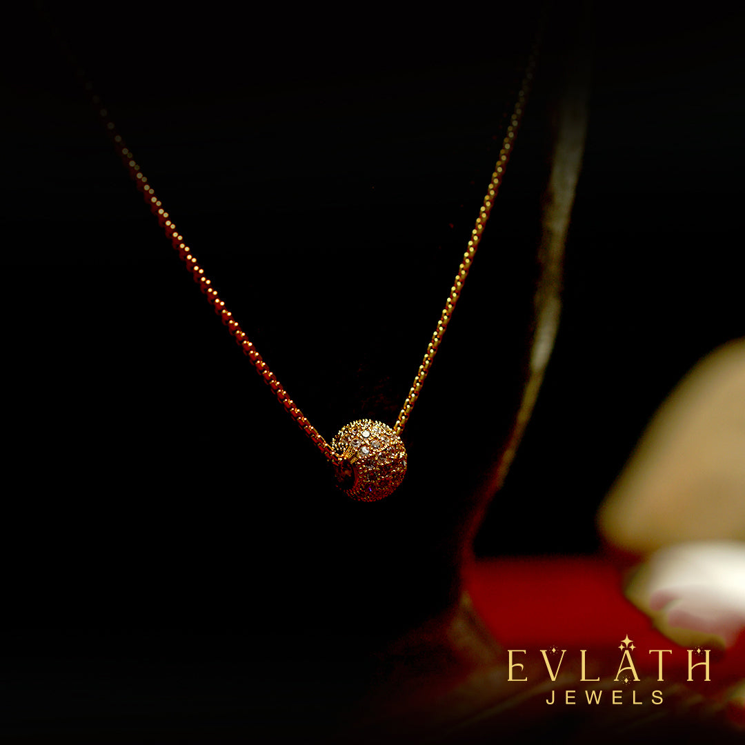 Elegant Gold-Plated Beaded Chain with Matching Locket – Evlath Jewels
