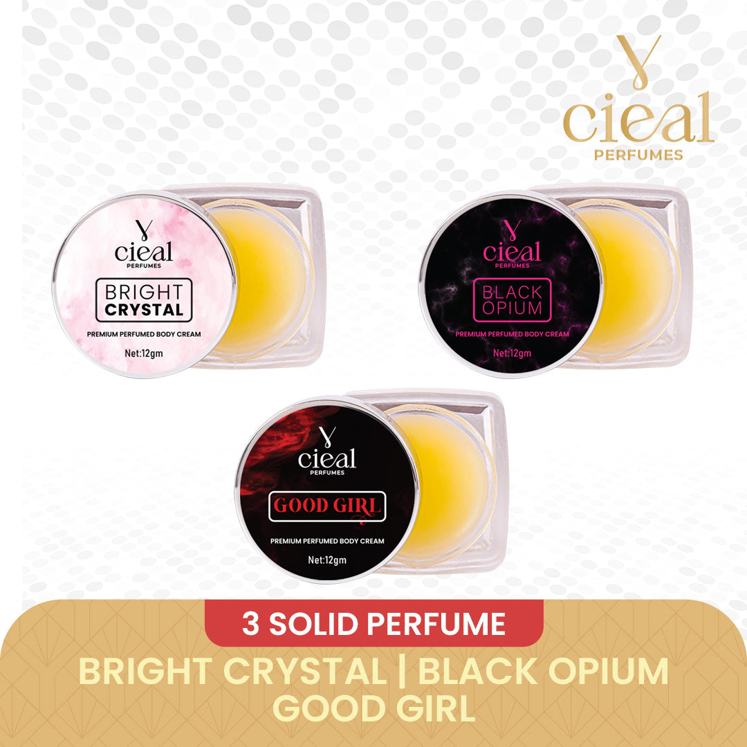 CIEAL Premium Solid Perfume Set of 3 – Inspired by BRIGHT CRYSTAL, BLACK OPIUM,GOOD GIRL (WOMEN)