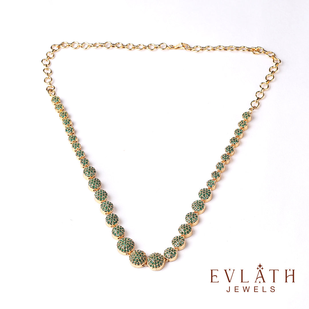 Premium quality gold plated Emerald stone beads studded Necklace -  Evlath Jewels