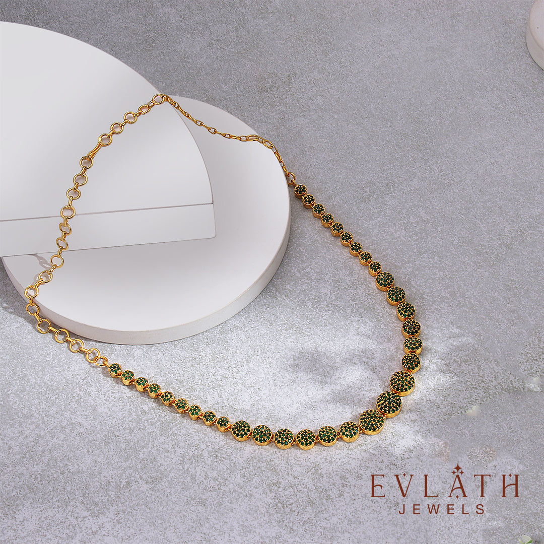 Premium quality gold plated Emerald stone beads studded Necklace -  Evlath Jewels