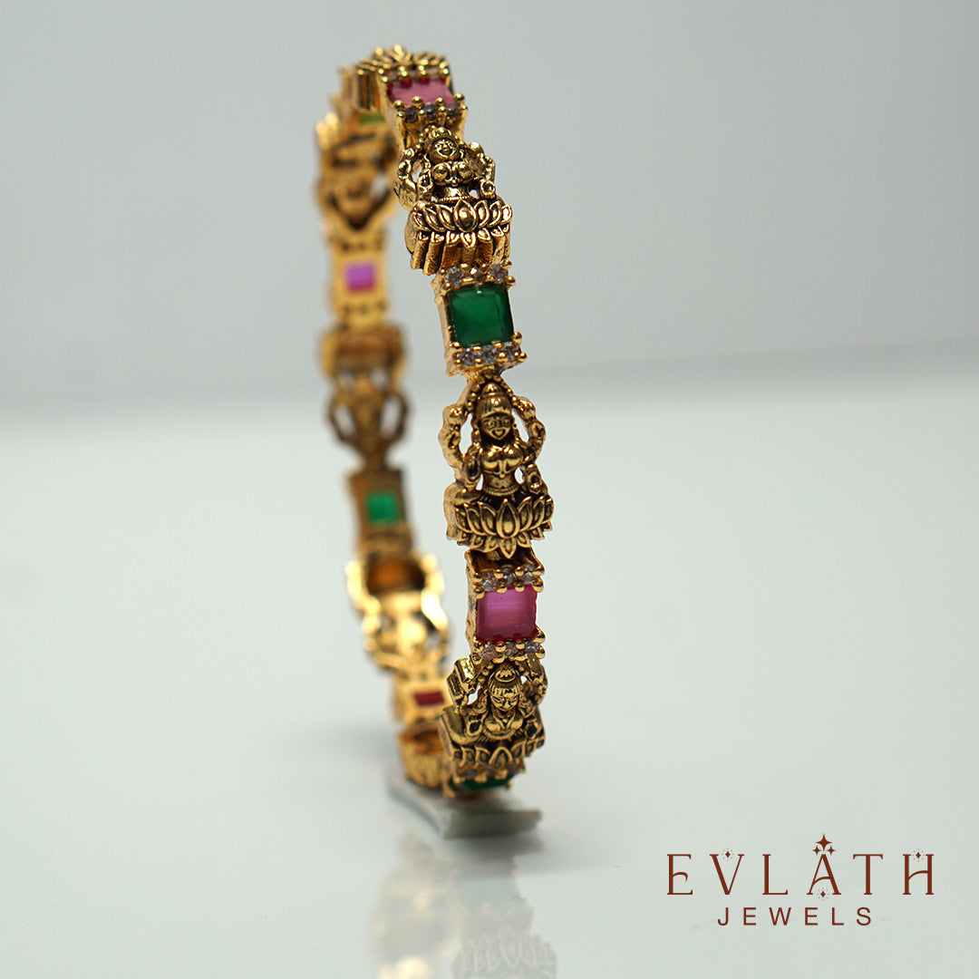 Antique Lakshmi Bangles with Ruby & Emerald Elegance – Evlath Jewels