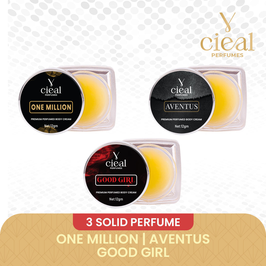CIEAL Premium Solid Perfume Set of 3 – Inspired by ONE MILLION, AVENTUS,GOOD GIRL (UNISEX)