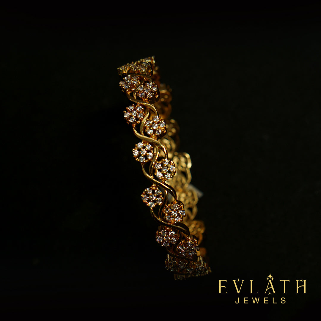 Premium Gold-Plated Floral AD Stone Bangles - Evlath Jewels