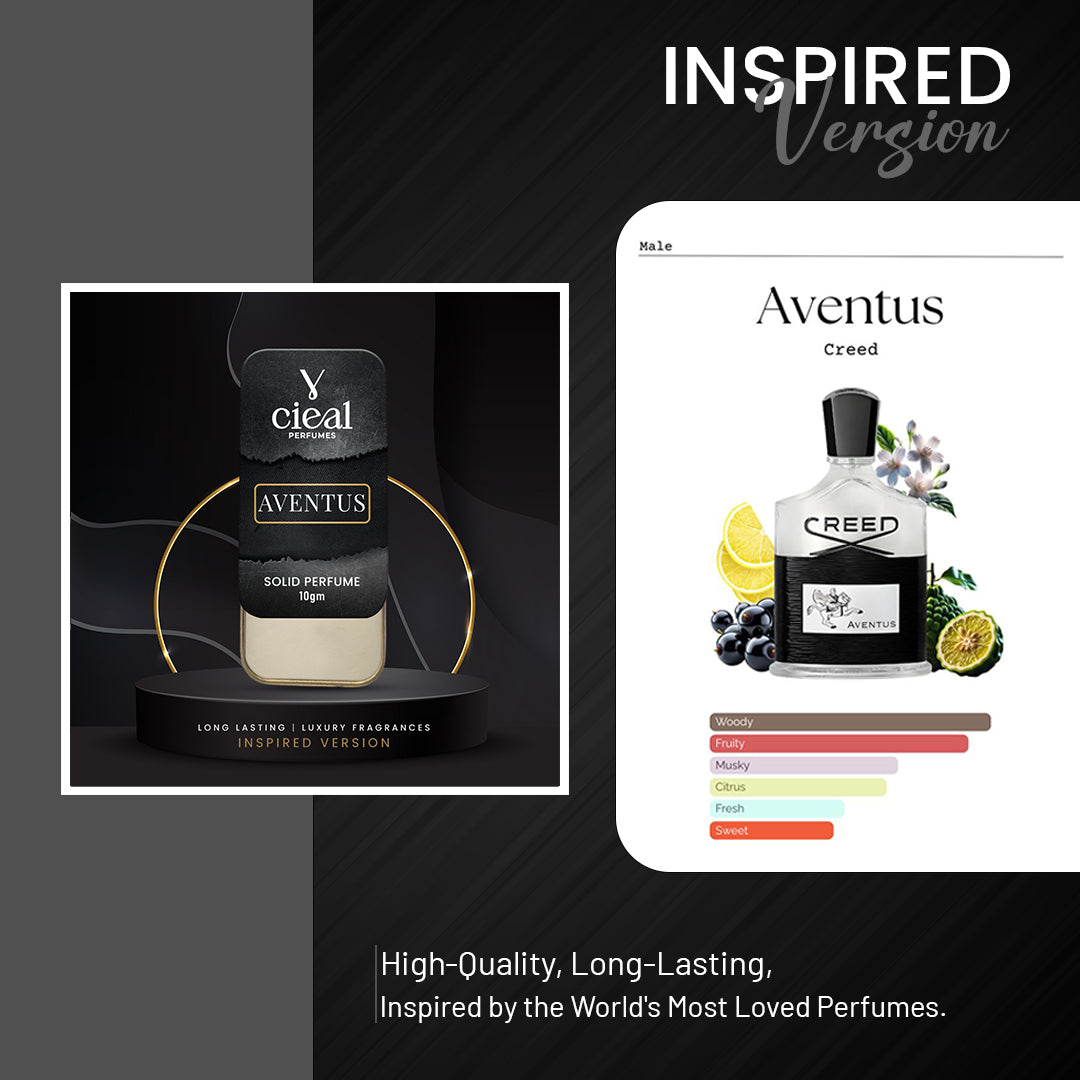 CIEAL SLIDING SOLID PERFUME – SET OF 6-3 INSPIRED BY CREED AVENTUS, CK ONE, ONE MILLION, DIOR SAUVAGE, BLACK OPIUM & BLEU DE CHANEL.