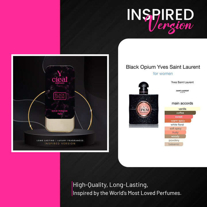 CIEAL SLIDING SOLID PERFUME – SET OF 6-4 INSPIRED BY BOMBSHELL, D FLORA, GOOD GIRL, BRIGHT CRYSTAL, GUCCI FLORA & BLACK OPIUM.