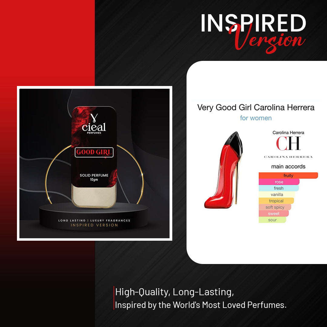 CIEAL SLIDING SOLID PERFUME SET OF 6-1 INSPIRED BY BOMBSHELL, ONE MILLION, GOOD GIRL, BRIGHT CRYSTAL, GUCCI FLORA & BLACK OPIUM.