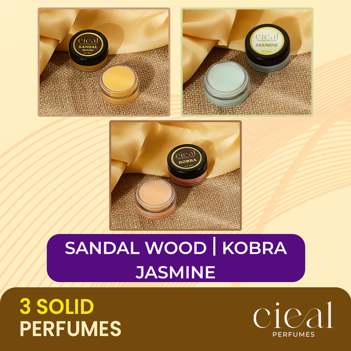 SET OF 3 SOLID PERFUMES – AQUA BLUE, GUCCI FLORAL, AND SANDALWOOD