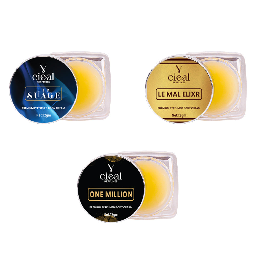 CIEAL Premium Solid Perfume Set of 3 – Inspired by DIR SUAGE, ONE MILLION,LE MAL ELIXR (MEN)