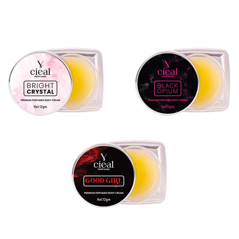 CIEAL Premium Solid Perfume Set of 3 – Inspired by BRIGHT CRYSTAL, BLACK OPIUM,GOOD GIRL (WOMEN)