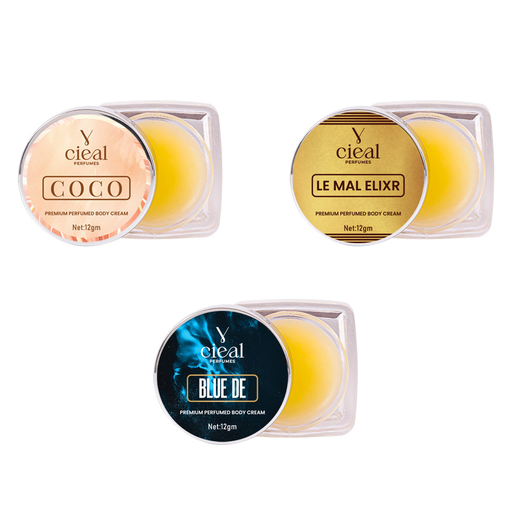 CIEAL Premium Solid Perfume Set of 3 – Inspired by COCO, LE MAL ELIXR,BLEU DE (UNISEX)