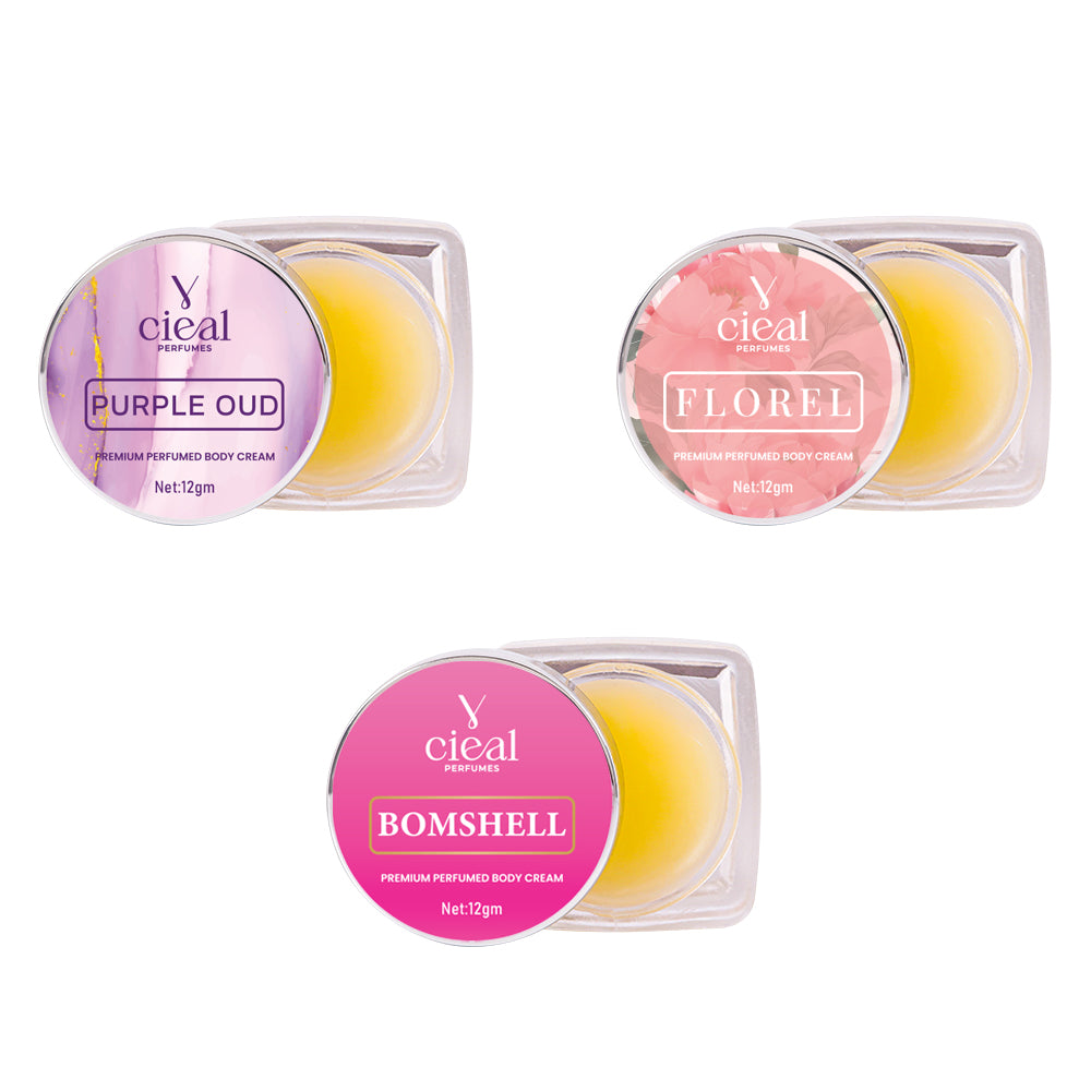 CIEAL Premium Solid Perfume Set of 3 – Inspired by PURPLE OUD, FLORAL,BOMBSHELL (WOMEN)
