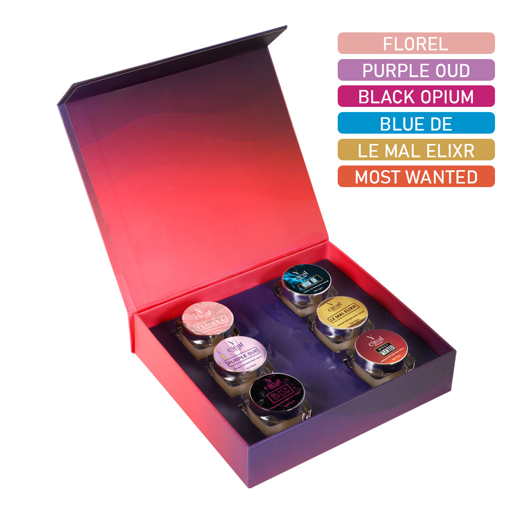 CIEAL Premium Solid Perfume Set of 6 – Inspired by FLORAL, PURPLE OUD, BLACK OPIUM, BLEU DE, LE MAL ELIXR,MOST WANTED (UNISEX)