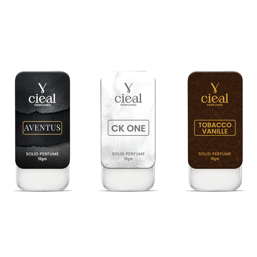CIEAL SLIDING SOLID PERFUME – SET OF 3-5 INSPIRED BY CREED AVENTUS, CK ONE & TOBACCO VANILLE