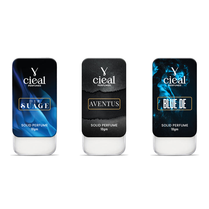 CIEAL SLIDING SOLID PERFUME – SET OF 3-1 INSPIRED BY BLEU DE CHANEL, DIOR SAUVAGE & CREED AVENTUS.