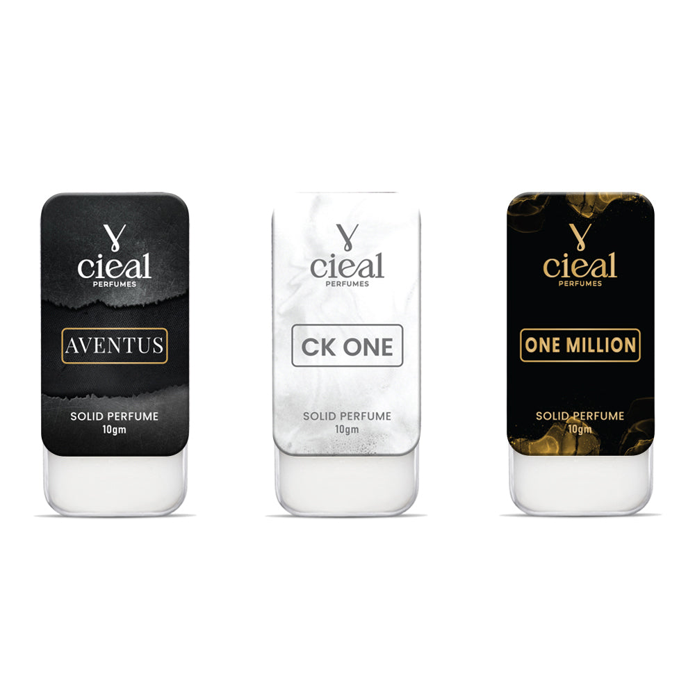 CIEAL SLIDING SOLID PERFUME – SET OF 3-6 INSPIRED BY CREED AVENTUS, CK ONE & ONE MILLION.